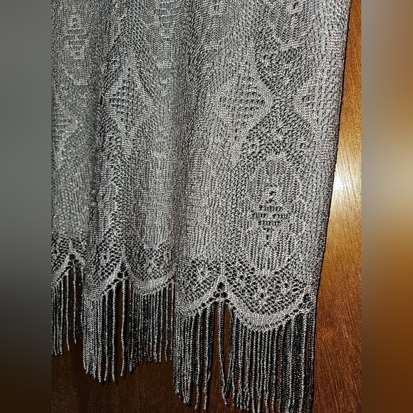Silver lace Vintage Topshop siand Fringe Skirt Size 12 - Picture 4 of 7